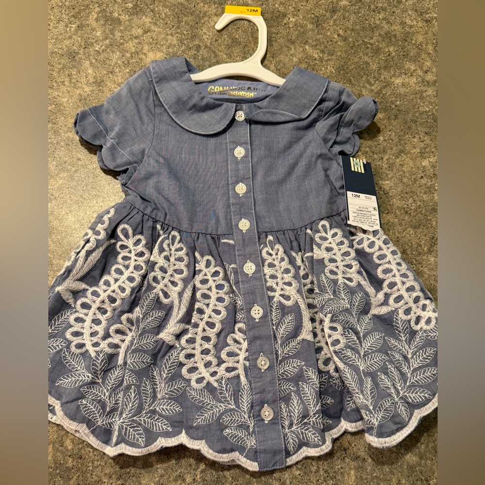 NWT 12 month light blue dress and diaper cover